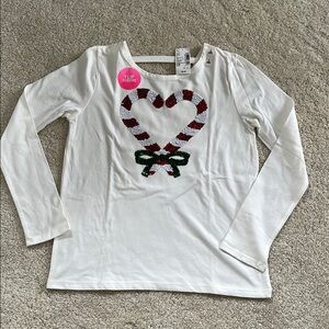The Children’s Place - Candy Cane Heart Flip Sequins Kids Long Sleeve Shirt